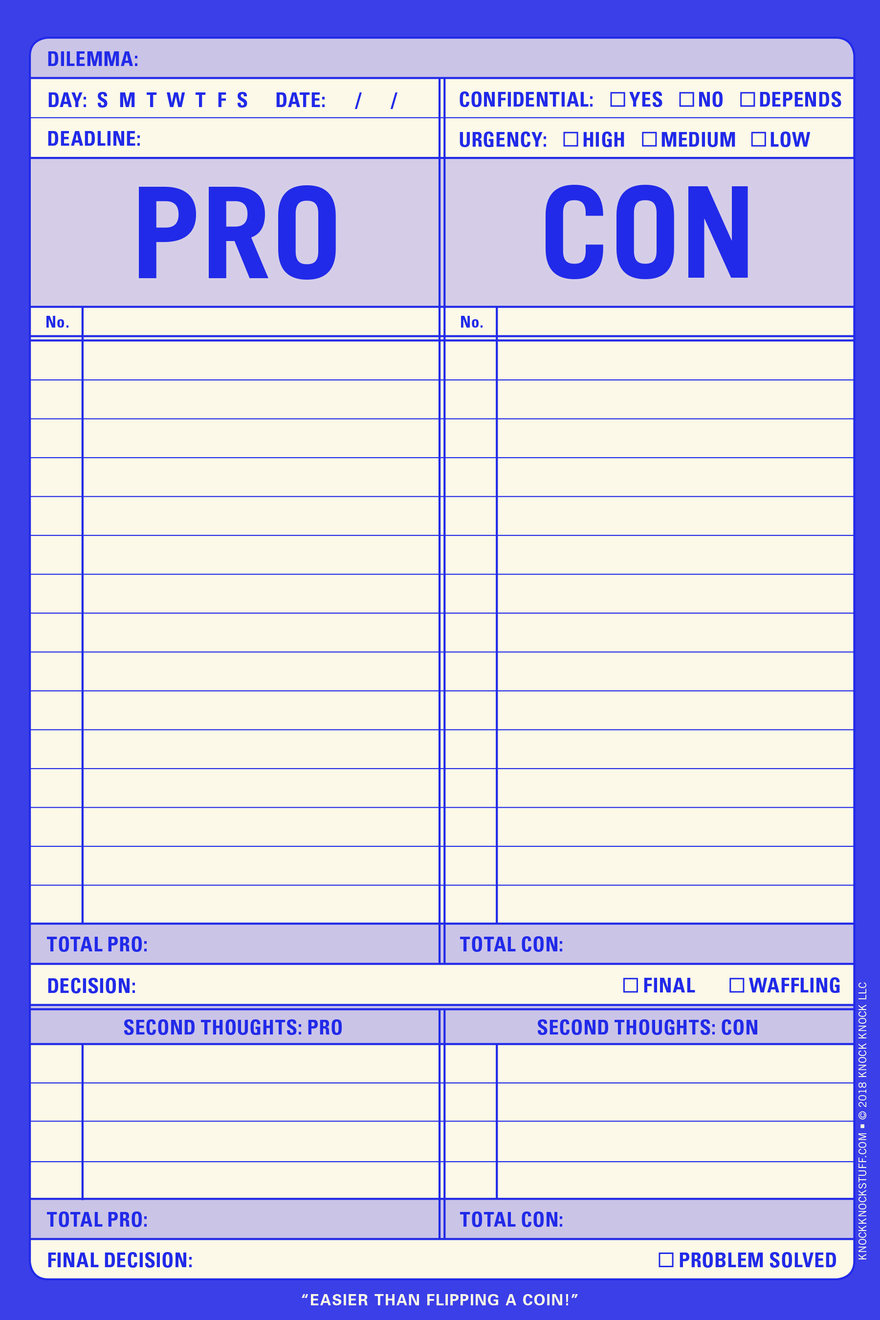 Knock Knock Perforated Pad Pros/Cons 